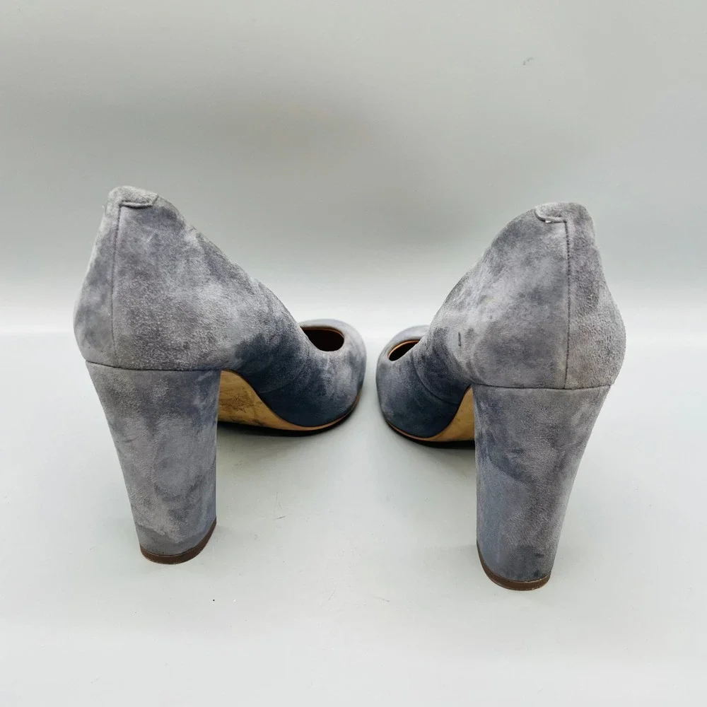 J Crew Shoes Women 9 Gray Suede Block Heel Round Toe Classic Dress Pumps Slip On